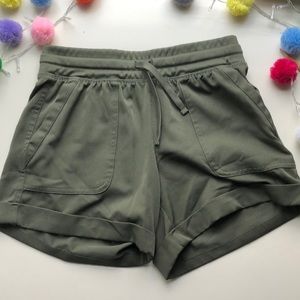 A pair of Old Navy active shorts army green